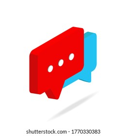 Bubble chat of speech icon isometric icon isolated on white background. 3d isometric vector. Social media like vector icon. Web Design Graphic. Notification Icon.