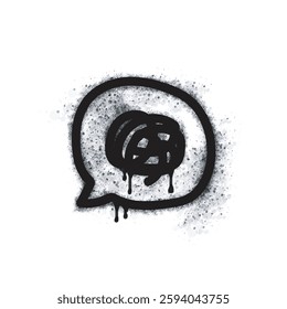Bubble chat spray icon isolated on white background. Bubble chat graffiti icon sprayed in black on white background. Vector illustration.
