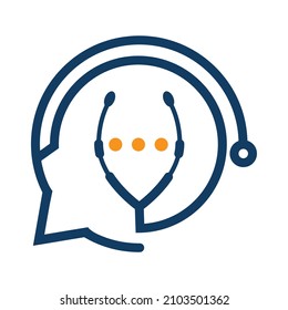 Bubble chat and stethoscope logo concept design. Doctor talk logo design template.