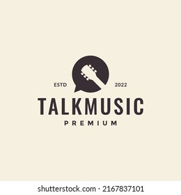 bubble chat talk with guitar logo design vector graphic symbol icon illustration creative idea