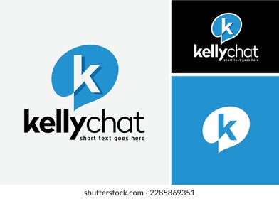 Bubble Chat Talk with Initial Letter K for Social Media Messenger Icon Apps logo design