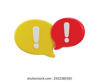 bubble chatting with message warning icon 3d rendering vector illustration