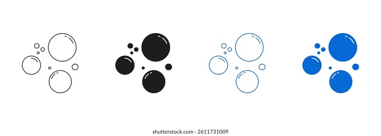 Bubble Circle Line And Solid Icon Set. Air And Water Bubble Symbol Collection. Isolated Vector Illustration.
