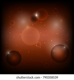 Bubble circle on dark brown abstract background, stock vector