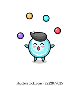 the bubble circus cartoon juggling a ball , cute style design for t shirt, sticker, logo element