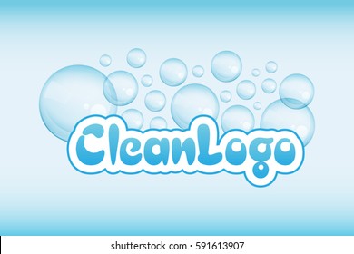 Bubble Clean Service Logo Template. Laundry, Dry,Housekeeping, Cleaners Label