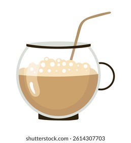 Bubble coffee. Flat vector, clipart illustration isolated on white background.