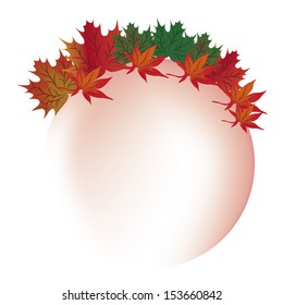 a bubble with a lot of colorful leafs in a white background