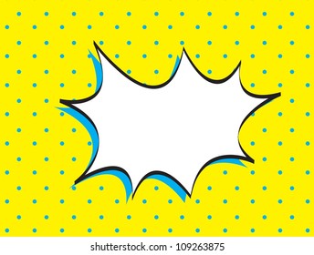 Bubble comic over yellow and blue background