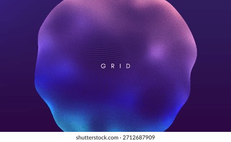 Eine aus Punkten zusammengesetzte Blase. Globale digitale Verbindungen. Dynamische Teilchen. Wissenschaftliche Illustration. Raster. Vektor für Broschüre, Poster, Umschlag, Karte, Präsentation, Flyer oder Banner.