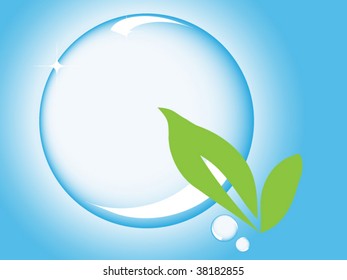 Bubble concept with green leaves