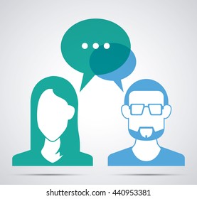 Bubble with couple of person icon. Communication design. vector 
