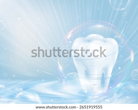 Bubble Dental Teeth Background For Oral Care, Cavity Whitening With White Water Effect, Health Doctor 3D Realistic Enamel In Blue Vector Design For Dentistry, Hygiene And Medical Illustration