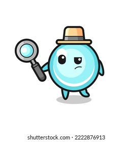 bubble detective character is analyzing a case , cute style design for t shirt, sticker, logo element