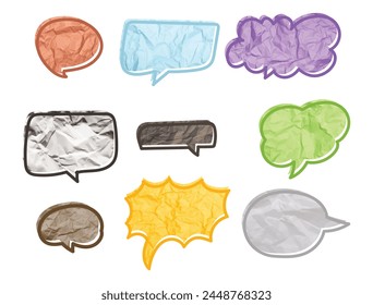 Bubble dialog paper texture, collage design set vector design