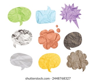 Textura de papel de diálogo de burbuja, conjunto de diseño de collage y diseño de Vector