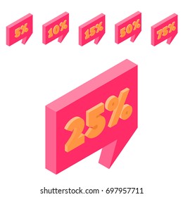 Bubble discount offer price label signboard isometric