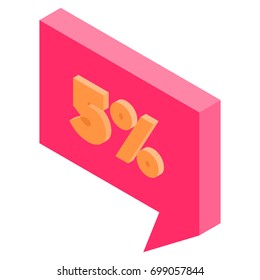 Bubble discount offer price label signboard isometric. Vector illustration