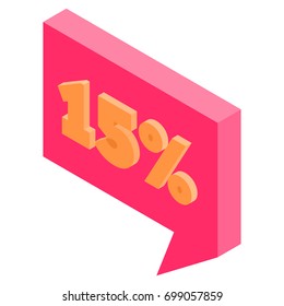 Bubble discount offer price label signboard isometric. Vector illustration