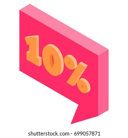 Bubble discount offer price label signboard isometric. Vector illustration