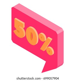 Bubble discount offer price label signboard isometric. Vector illustration