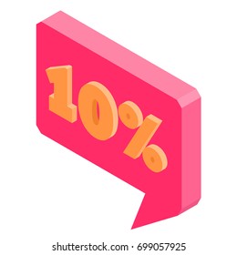 Bubble discount offer price label signboard isometric. Vector illustration