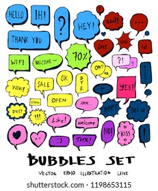 Bubble Doodle color icon line vector set