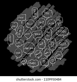 Bubble doodle illustration circle form wallpaper background line sketch style set on chalkboard