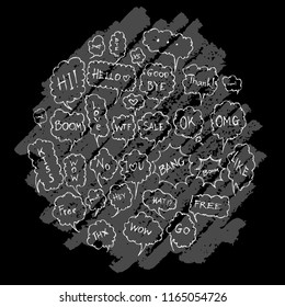 Bubble doodle illustration circle form wallpaper background line sketch style set on chalkboard