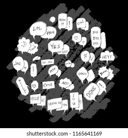Bubble doodle illustration circle form wallpaper background line sketch style set on chalkboard