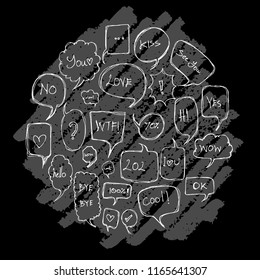Bubble doodle illustration circle form wallpaper background line sketch style set on chalkboard