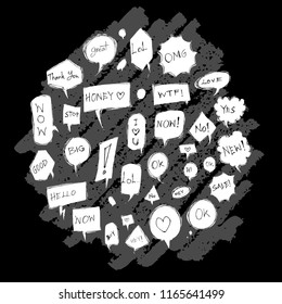 Bubble doodle illustration circle form wallpaper background line sketch style set on chalkboard