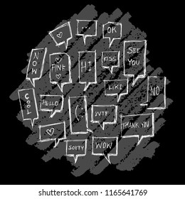 Bubble doodle illustration circle form wallpaper background line sketch style set on chalkboard