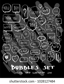 Bubble doodle illustration wallpaper background line sketch style set on chalkboard