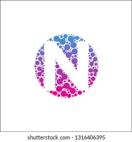 Bubble dot circle letter N logo - vector