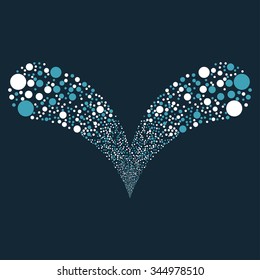 Bubble Double Stream vector illustration. Style is blue and white bicolor flat circles, dark blue background.