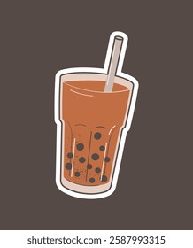 Bubble drink. Boba drinks in cups with straw with different flavours. Ice coffee with milk. 
