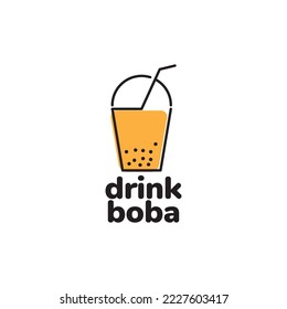 bubble drink boba lines art abstract logo design