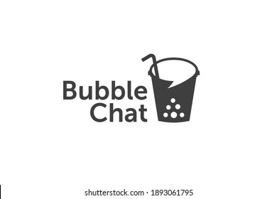 Bubble Drink Chat Logo Design Template