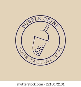 Bubble drink line art logo, icon and symbol, with emblem vector illustration design