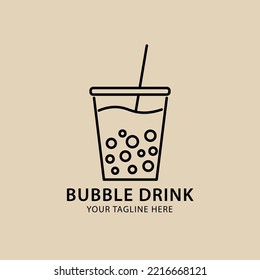 Bubble drink line art logo, icon and symbol, vector illustration design