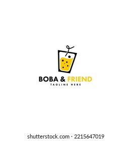 Bubble Drink Logo Design Concept Vector. Boba Drink Logo Template. Sweet Drink Logo Concept