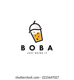 Bubble Drink Logo Design Concept Vector. Boba Drink Logo Template. Sweet Drink Logo Concept