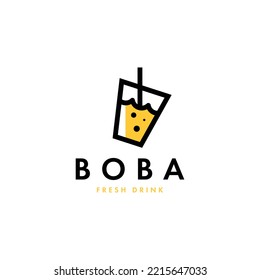 Bubble Drink Logo Design Concept Vector. Boba Drink Logo Template. Sweet Drink Logo Concept