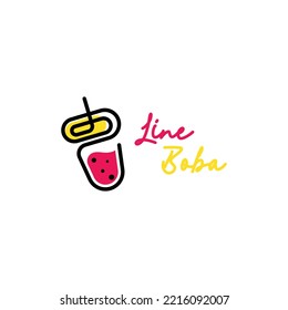 Vector de diseño de logotipo de bebida burbuja. Plantilla de logotipo de bebida Boba. Concepto de logotipo de bebida dulce