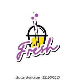 Bubble Drink Logo Design Concept Vector. Boba Drink Logo Template. Sweet Drink Logo Concept