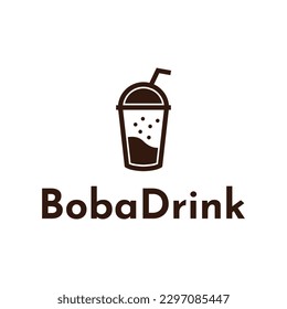 Bubble drink logo design. simple bubble tea logo for boba label