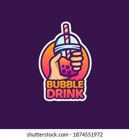 Bubble drink logo for milkshake, thai tea, pearl, fresh fruit juice sweet beverage