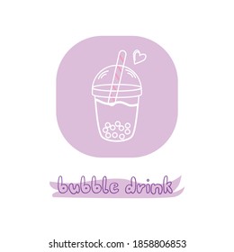 bubble drink logo with purple background