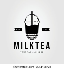 bubble drink and milk tea logo vector illustration design
